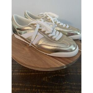 Woman's Madden Girl Size 8.5 Brooklyyn Gold Sneakers Shoes EUC